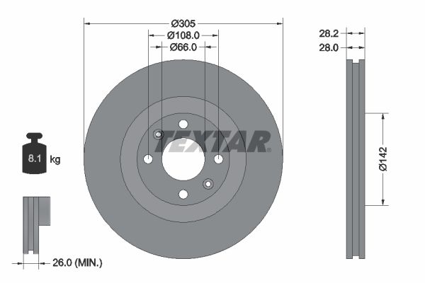 TEXTAR Тормозной диск 92097103