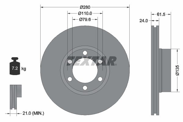 TEXTAR Тормозной диск 92097700