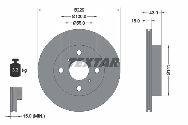 TEXTAR Тормозной диск 92097900