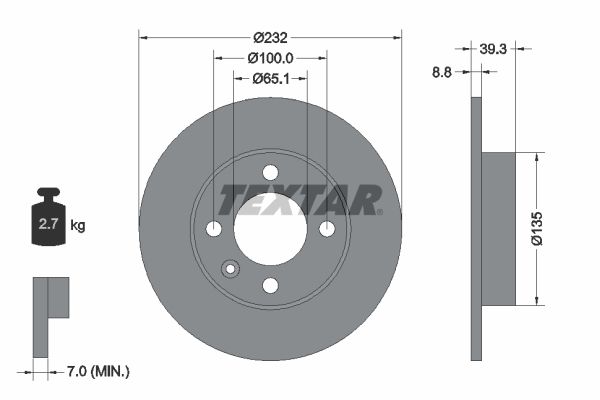TEXTAR Тормозной диск 92098203