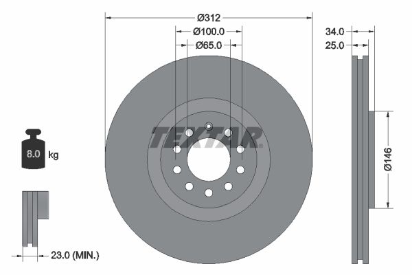 TEXTAR Тормозной диск 92098500