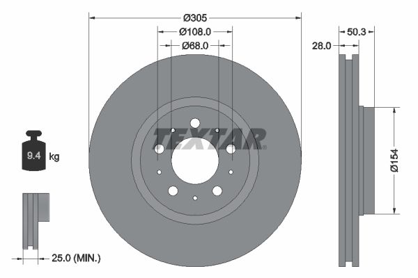 TEXTAR Тормозной диск 92100603