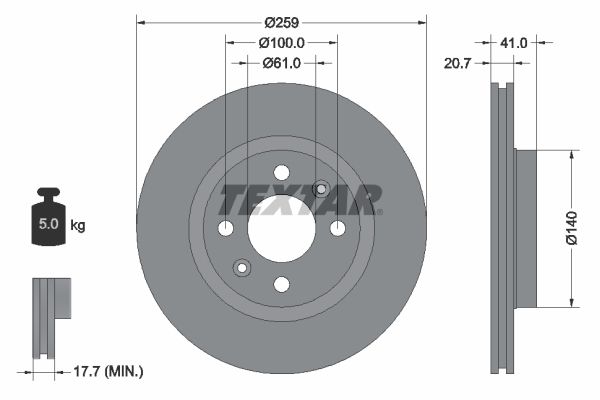 TEXTAR Тормозной диск 92100903