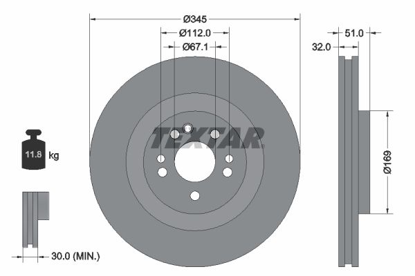 TEXTAR Тормозной диск 92103205