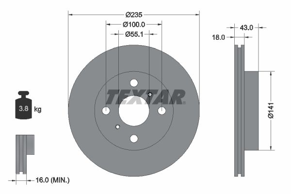 TEXTAR Тормозной диск 92103603