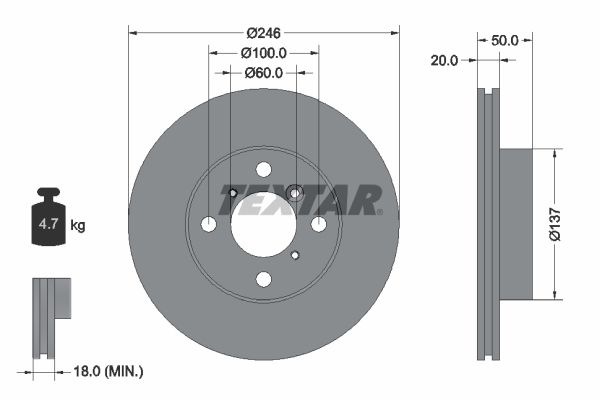 TEXTAR Тормозной диск 92104500