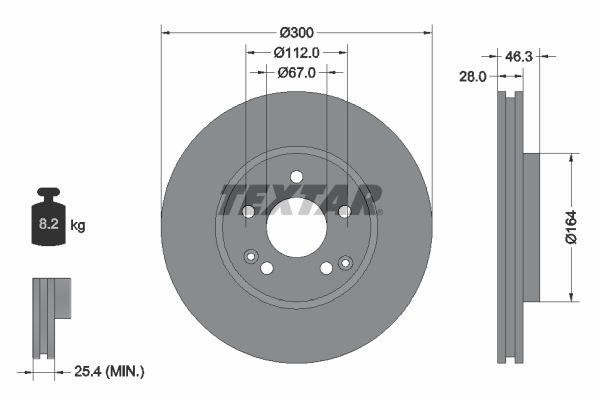 TEXTAR Тормозной диск 92106003