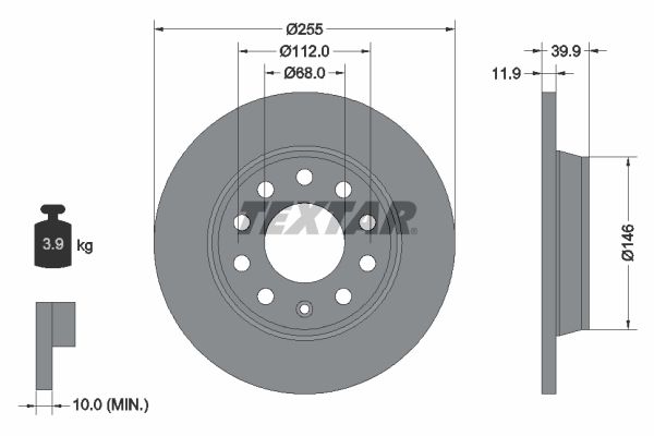 TEXTAR Тормозной диск 92106303