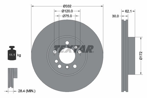 TEXTAR Тормозной диск 92107200