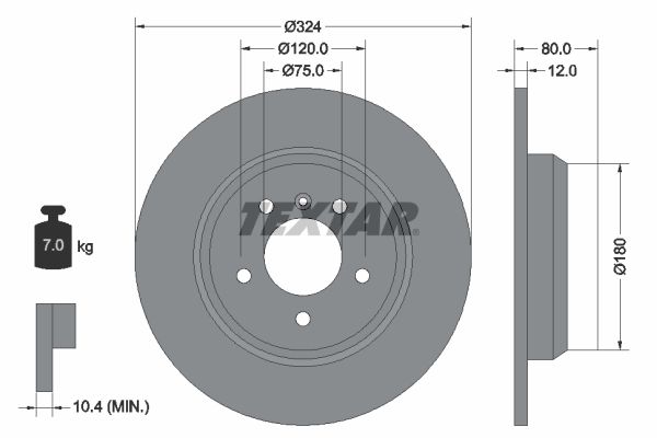 TEXTAR Тормозной диск 92107403