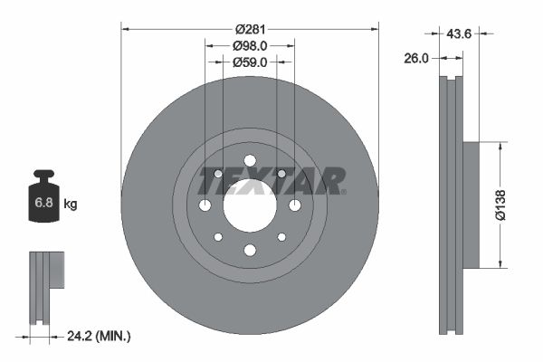 TEXTAR Тормозной диск 92107703