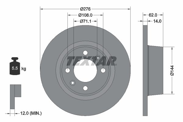 TEXTAR Тормозной диск 92107900
