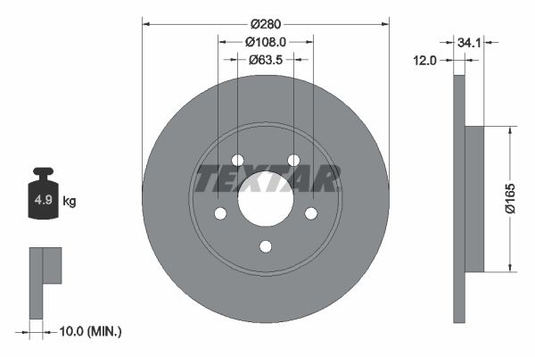 TEXTAR Тормозной диск 92109703