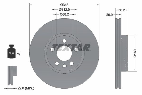 TEXTAR Тормозной диск 92109903