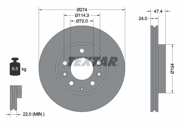 TEXTAR Тормозной диск 92110400