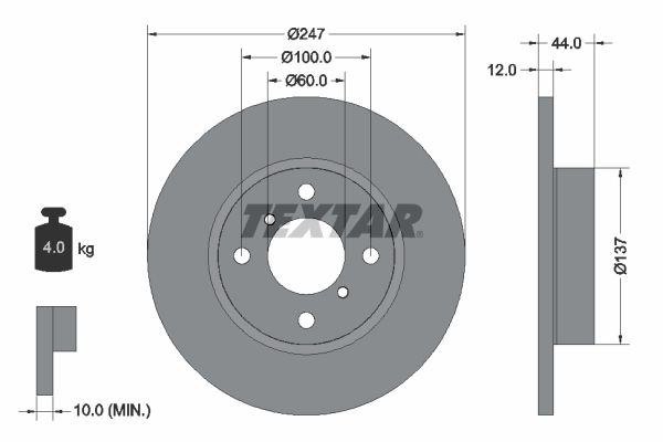 TEXTAR Тормозной диск 92110803