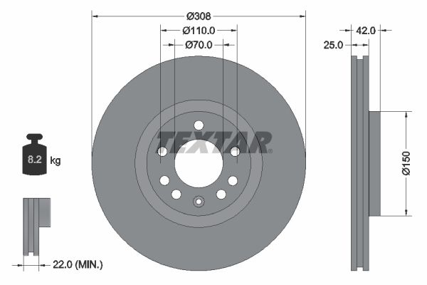 TEXTAR Тормозной диск 92110903