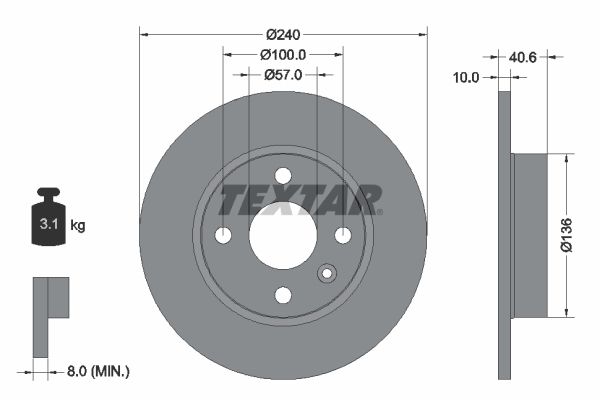 TEXTAR Тормозной диск 92111003
