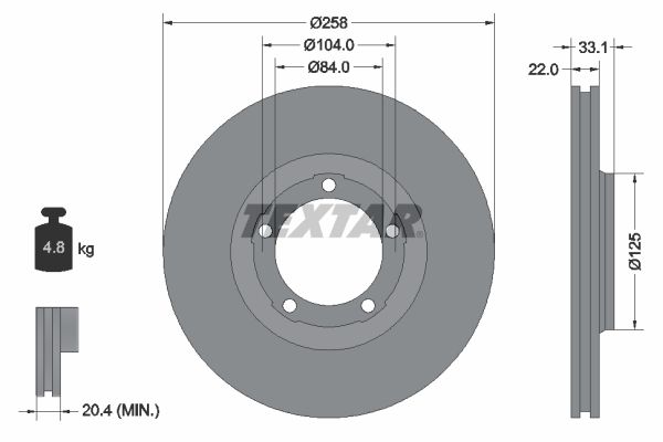 TEXTAR Тормозной диск 92112400