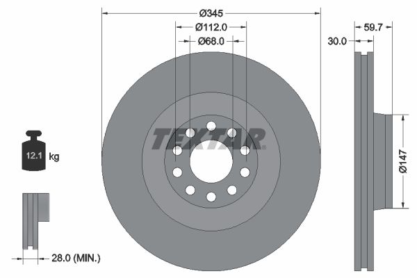 TEXTAR Тормозной диск 92112500