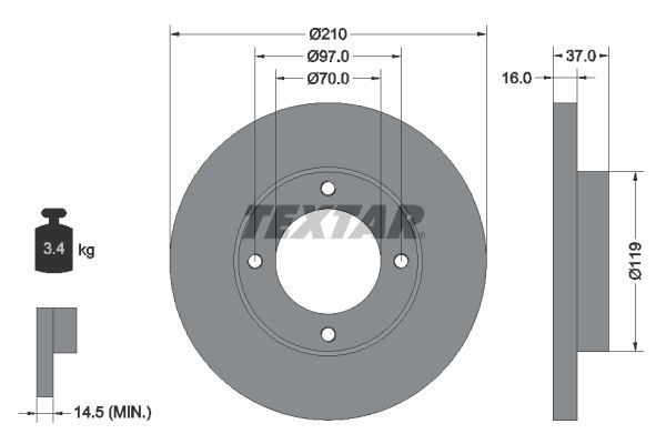 TEXTAR Тормозной диск 92112600