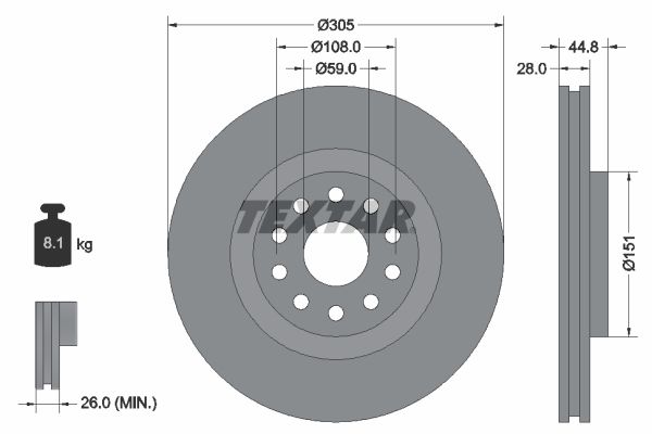 TEXTAR Тормозной диск 92115800