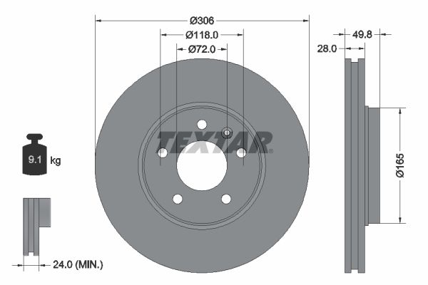 TEXTAR Тормозной диск 92116003