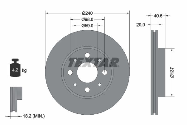TEXTAR Тормозной диск 92118003