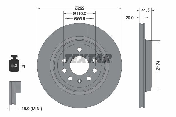 TEXTAR Тормозной диск 92118403