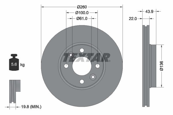 TEXTAR Тормозной диск 92119203
