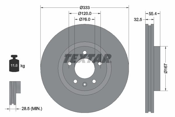 TEXTAR Тормозной диск 92121303