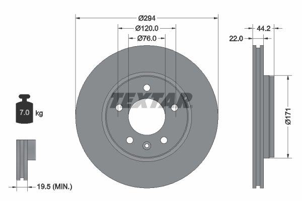 TEXTAR Тормозной диск 92121403