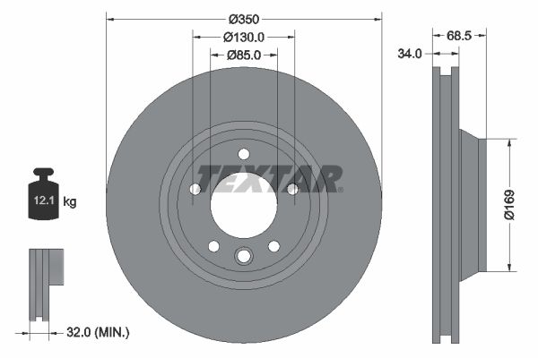 TEXTAR Тормозной диск 92121800