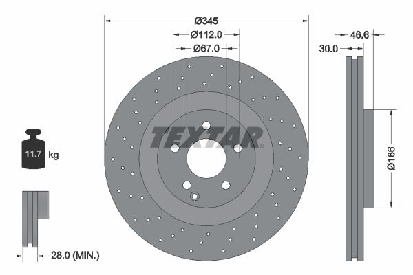 TEXTAR Тормозной диск 92123703