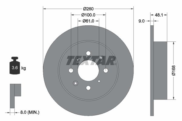 TEXTAR Тормозной диск 92125403