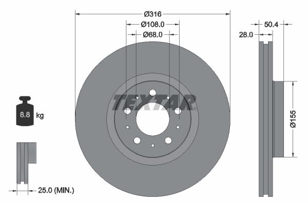 TEXTAR Тормозной диск 92126603