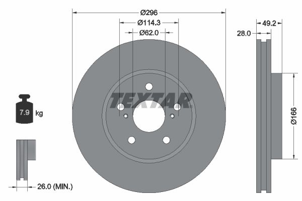 TEXTAR Тормозной диск 92135800