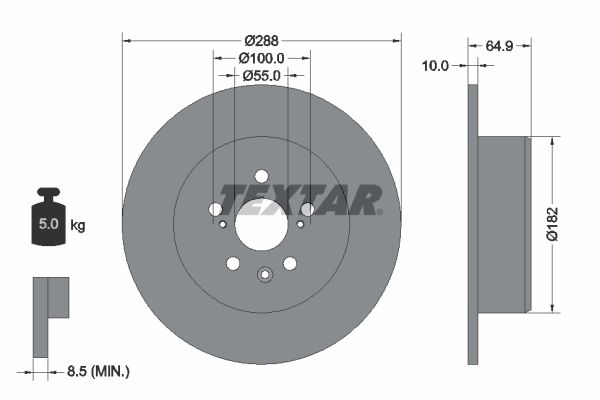 TEXTAR Тормозной диск 92135903