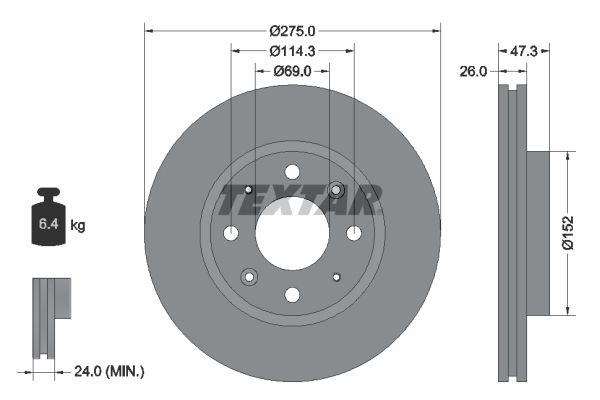 TEXTAR Тормозной диск 92136700