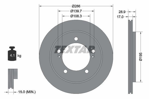TEXTAR Тормозной диск 92136800