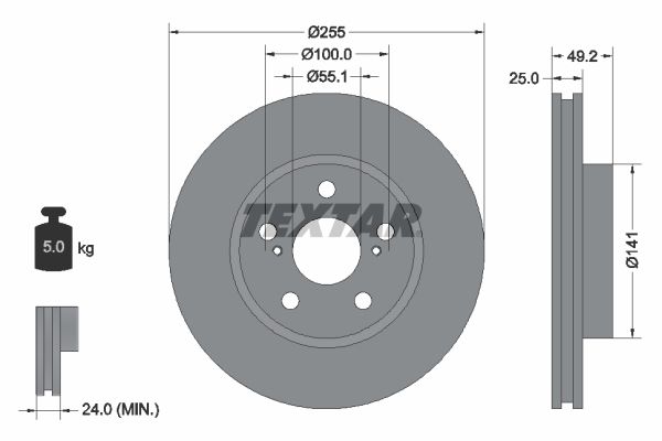 TEXTAR Тормозной диск 92138900