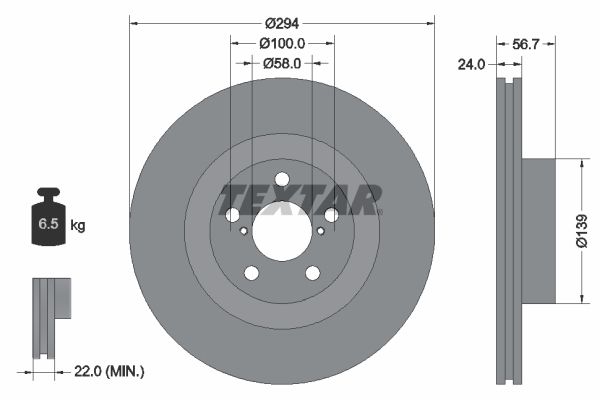 TEXTAR Тормозной диск 92139500