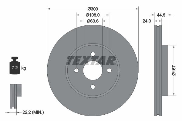 TEXTAR Тормозной диск 92139903