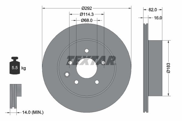 TEXTAR Тормозной диск 92144003