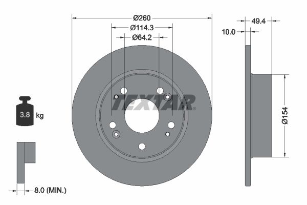 TEXTAR Тормозной диск 92144603