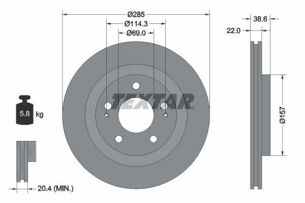 TEXTAR Тормозной диск 92148500