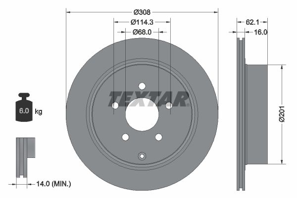 TEXTAR Тормозной диск 92149303