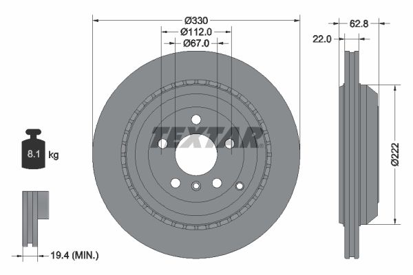 TEXTAR Тормозной диск 92150903