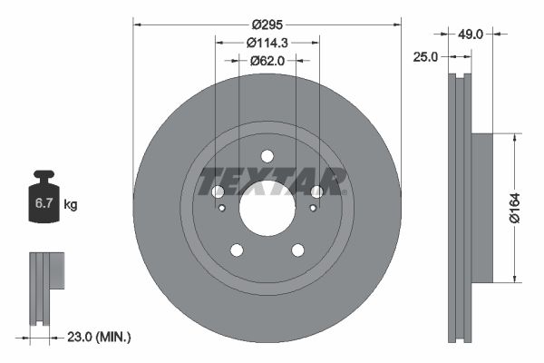 TEXTAR Тормозной диск 92156503