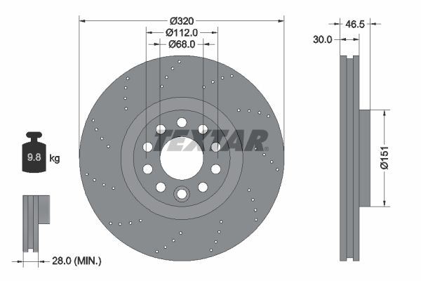 TEXTAR Тормозной диск 92158305